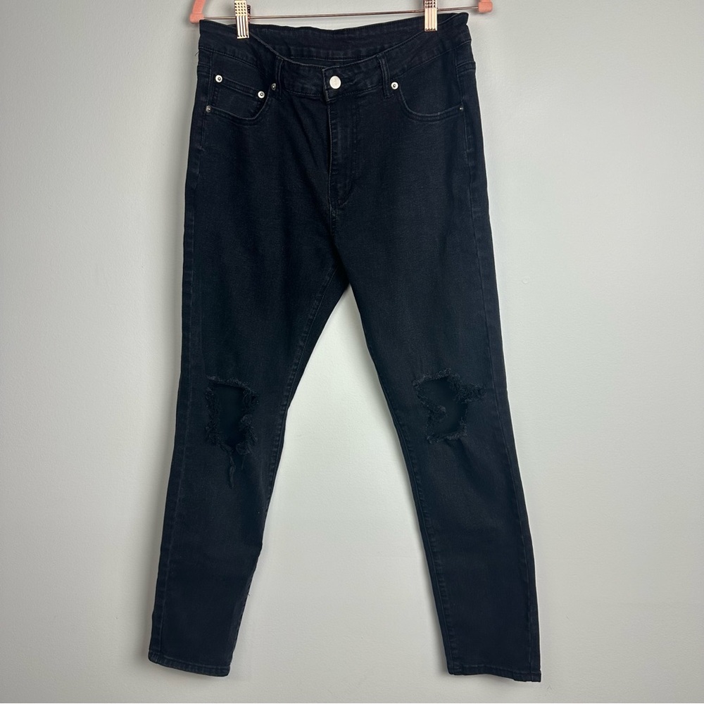 SHEIN Men's Black Distressed Skinny Jeans Size Large
